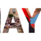 Letras de mayo con fotos dentro de diferentes actividades