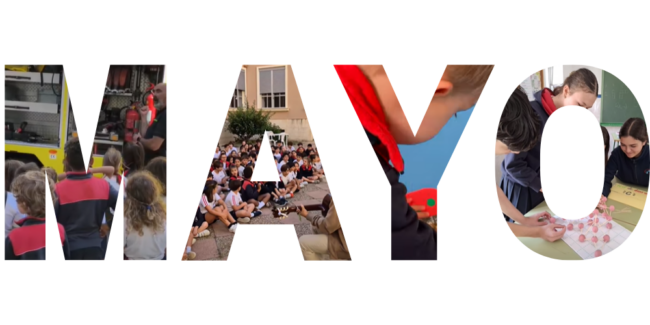 Letras de mayo con fotos dentro de diferentes actividades