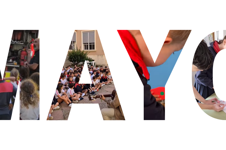 Letras de mayo con fotos dentro de diferentes actividades